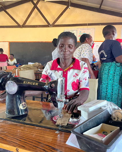 Women sewing reusable pads